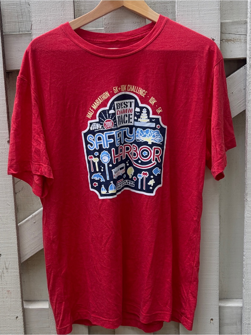 Best Damn Race Safety Harbor 2018 Men's XL Primease Tri-Blend Tee VGUC